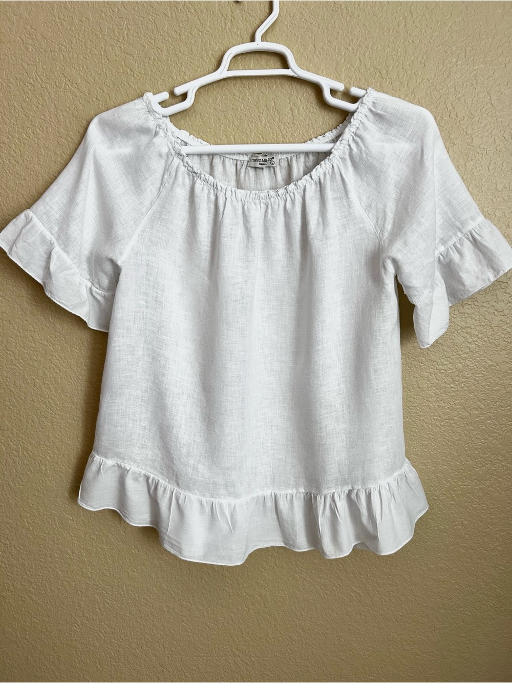Terzo Millennio White Linen Short Sleeve Top